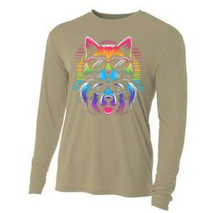 Rainbow Cute Dog & Cat Wearing Glasses Heart Puppy & Kitten Cooling Performance Long Sleeve Crew