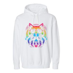 Rainbow Cute Dog & Cat Wearing Glasses Heart Puppy & Kitten Garment-Dyed Fleece Hoodie