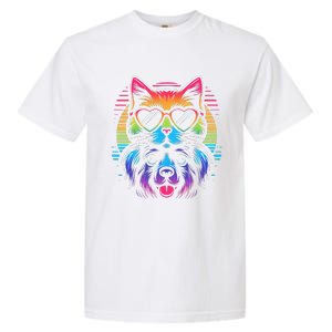 Rainbow Cute Dog & Cat Wearing Glasses Heart Puppy & Kitten Garment-Dyed Heavyweight T-Shirt