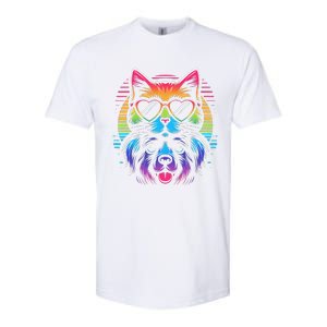 Rainbow Cute Dog & Cat Wearing Glasses Heart Puppy & Kitten Softstyle CVC T-Shirt