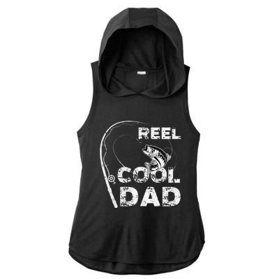 Reel Cool Dad Fishing Daddy Fathers Day Funny Ladies PosiCharge Tri-Blend Wicking Draft Hoodie Tank