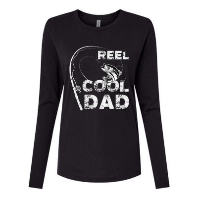 Reel Cool Dad Fishing Daddy Fathers Day Funny Womens Cotton Relaxed Long Sleeve T-Shirt