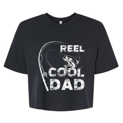 Reel Cool Dad Fishing Daddy Fathers Day Funny Bella+Canvas Jersey Crop Tee