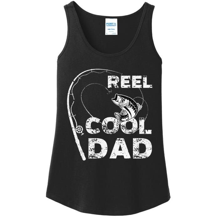 Reel Cool Dad Fishing Daddy Fathers Day Funny Ladies Essential Tank