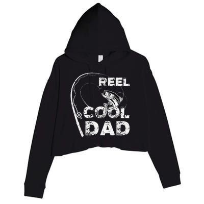 Reel Cool Dad Fishing Daddy Fathers Day Funny Crop Fleece Hoodie