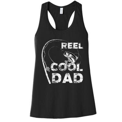 Reel Cool Dad Fishing Daddy Fathers Day Funny Women's Racerback Tank