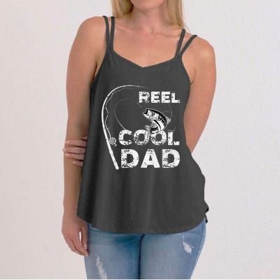 Reel Cool Dad Fishing Daddy Fathers Day Funny Women's Strappy Tank