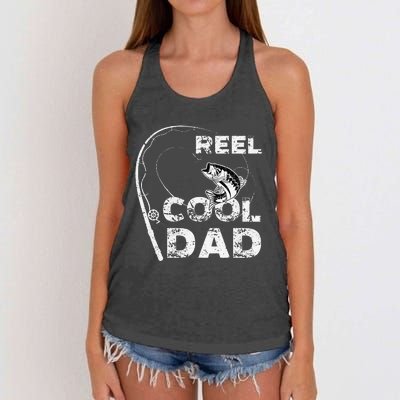 Reel Cool Dad Fishing Daddy Fathers Day Funny Women's Knotted Racerback Tank