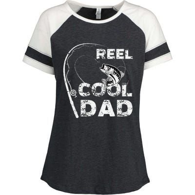 Reel Cool Dad Fishing Daddy Fathers Day Funny Enza Ladies Jersey Colorblock Tee