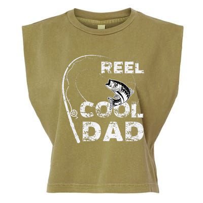 Reel Cool Dad Fishing Daddy Fathers Day Funny Garment-Dyed Women's Muscle Tee