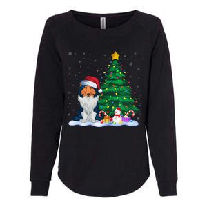 Rough Collie Dog Xmas Tree Lights Reindeer Hat Christmas Womens California Wash Sweatshirt