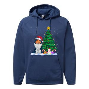 Rough Collie Dog Xmas Tree Lights Reindeer Hat Christmas Performance Fleece Hoodie