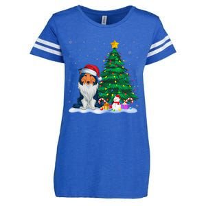 Rough Collie Dog Xmas Tree Lights Reindeer Hat Christmas Enza Ladies Jersey Football T-Shirt