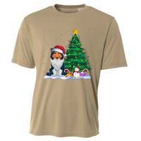 Rough Collie Dog Xmas Tree Lights Reindeer Hat Christmas Cooling Performance Crew T-Shirt