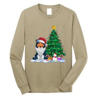 Rough Collie Dog Xmas Tree Lights Reindeer Hat Christmas Long Sleeve Shirt