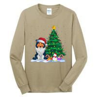 Rough Collie Dog Xmas Tree Lights Reindeer Hat Christmas Tall Long Sleeve T-Shirt