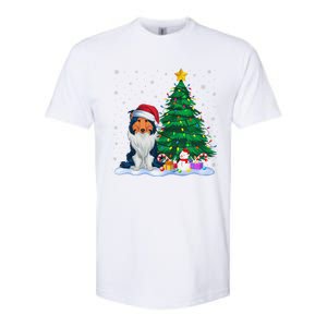 Rough Collie Dog Xmas Tree Lights Reindeer Hat Christmas Softstyle CVC T-Shirt