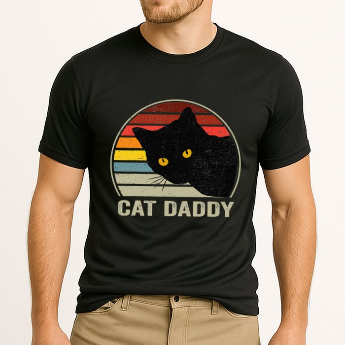 Retro Cat Daddy Cute Cats Lover For Dad Cooling Performance Crew T-Shirt