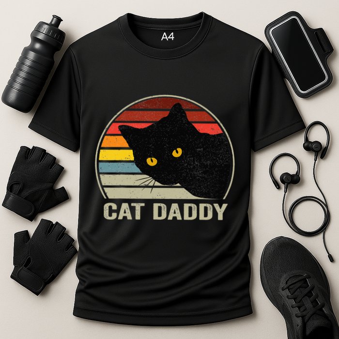 Retro Cat Daddy Cute Cats Lover For Dad Cooling Performance Crew T-Shirt