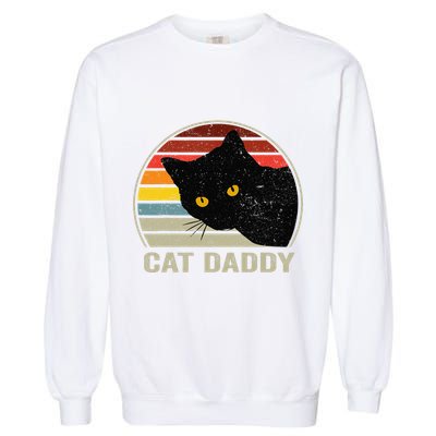 Retro Cat Daddy Cute Cats Lover For Dad Garment-Dyed Sweatshirt
