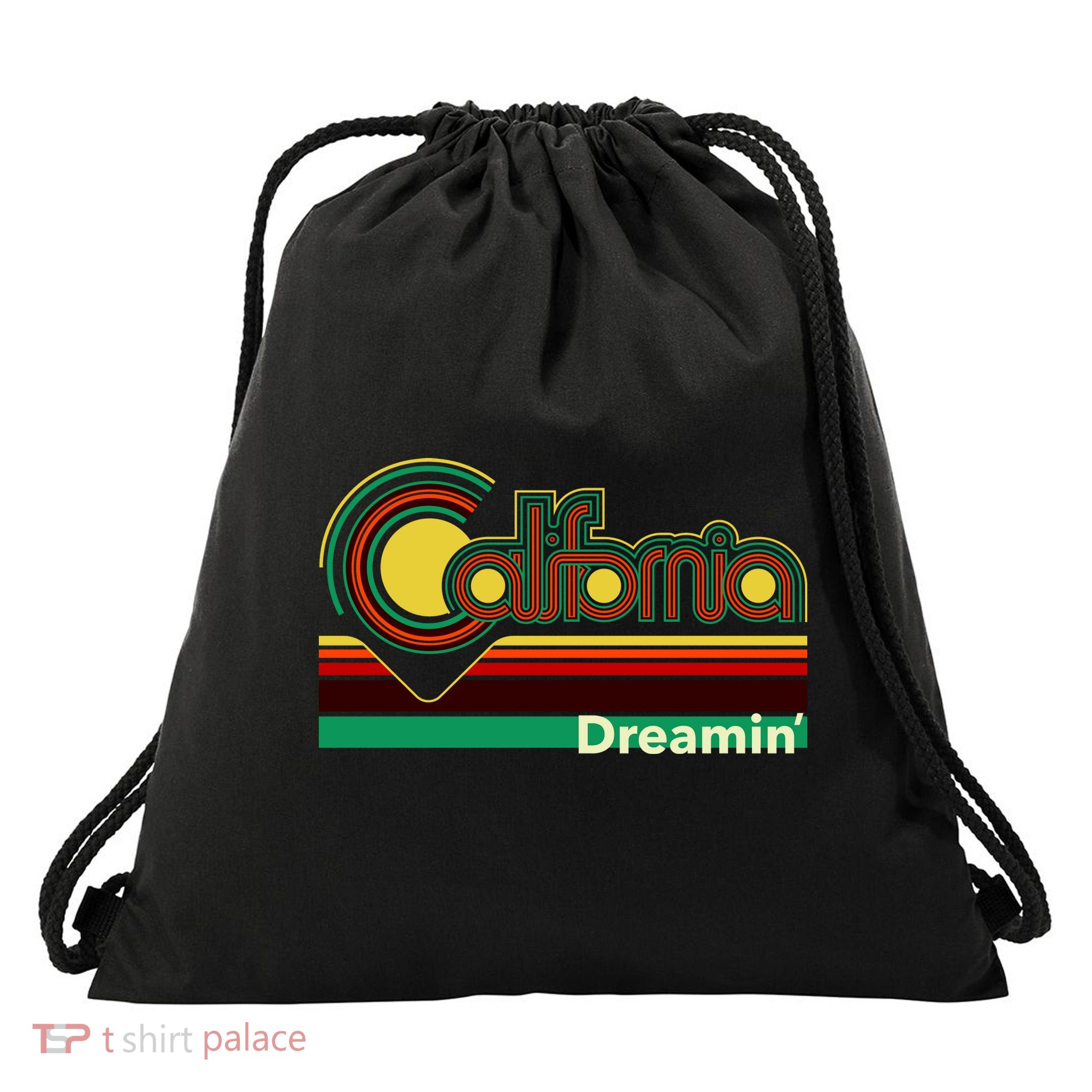 Retro California Dreamin Drawstring Bag