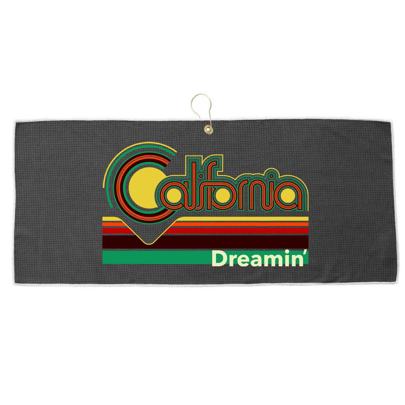 Retro California Dreamin Large Microfiber Waffle Golf Towel
