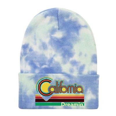 Retro California Dreamin Tie Dye 12in Knit Beanie