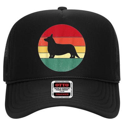 Retro Corgi Dog Owner Pet Lover Welsh Corgi Father Novelty High Crown Mesh Back Trucker Hat