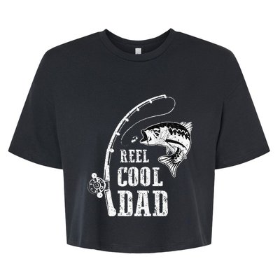 Reel Cool Dad Fishing Daddy Fathers Day Bella+Canvas Jersey Crop Tee