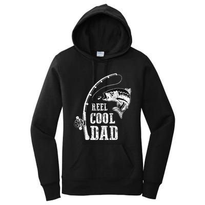 Reel Cool Dad Fishing Daddy Fathers Day Women's Pullover Hoodie