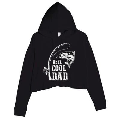 Reel Cool Dad Fishing Daddy Fathers Day Crop Fleece Hoodie