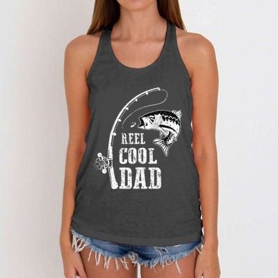 Reel Cool Dad Fishing Daddy Fathers Day Women's Knotted Racerback Tank