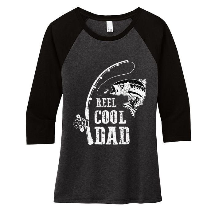 Reel Cool Dad Fishing Daddy Fathers Day Women's Tri-Blend 3/4-Sleeve Raglan Shirt