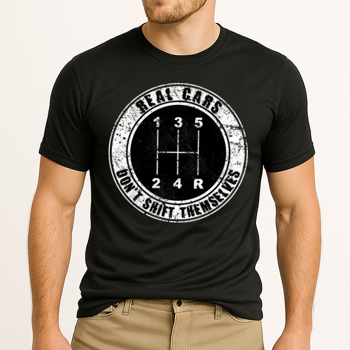 Real Cars Don't Shift Themselves Ual Transmission Gift Cooling Performance Crew T-Shirt