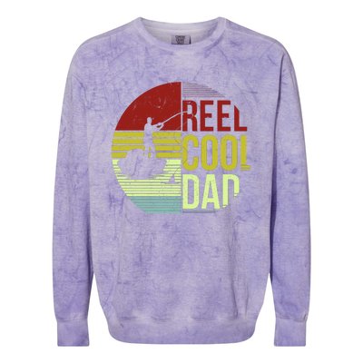 Reel Cool Dad Funny Fishing Fish Colorblast Crewneck Sweatshirt