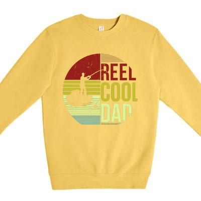 Reel Cool Dad Funny Fishing Fish Premium Crewneck Sweatshirt