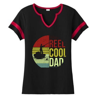 Reel Cool Dad Funny Fishing Fish Ladies Halftime Notch Neck Tee