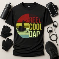 Reel Cool Dad Funny Fishing Fish Cooling Performance Crew T-Shirt
