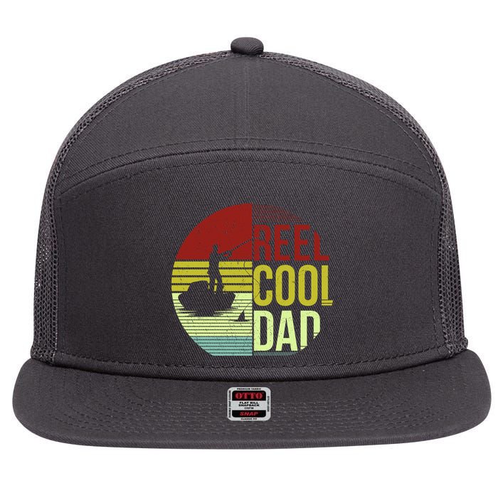 Reel Cool Dad Funny Fishing Fish 7 Panel Mesh Trucker Snapback Hat