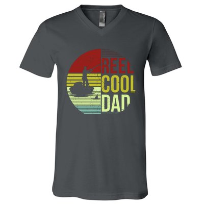 Reel Cool Dad Funny Fishing Fish V-Neck T-Shirt