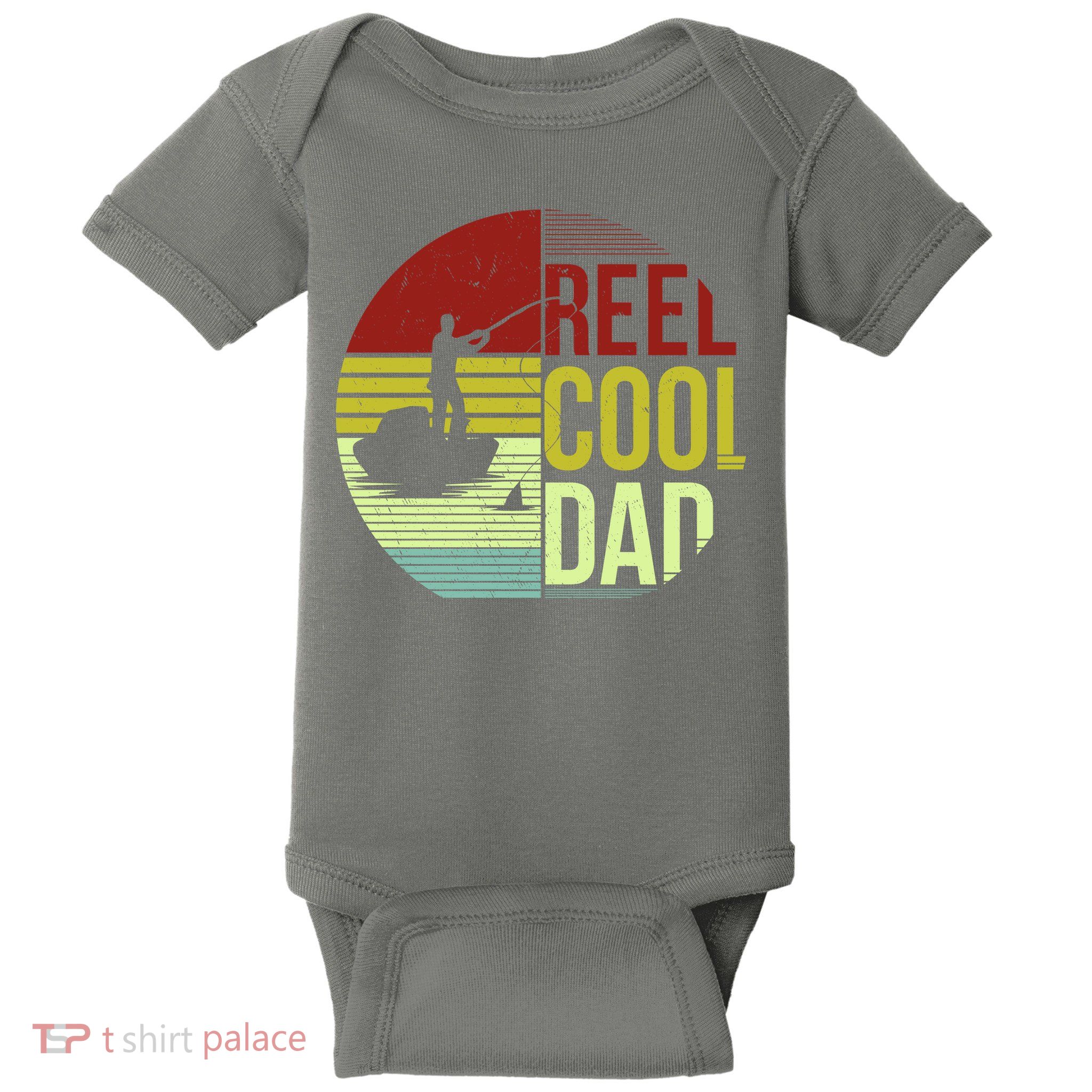 Reel Cool Dad Funny Fishing Fish Baby Bodysuit