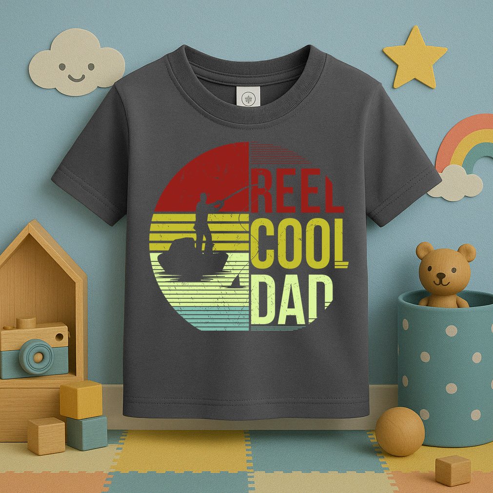 Reel Cool Dad Funny Fishing Fish Toddler T-Shirt