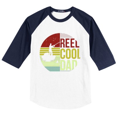 Reel Cool Dad Funny Fishing Fish Baseball Sleeve Shirt