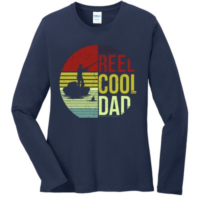 Reel Cool Dad Funny Fishing Fish Ladies Long Sleeve Shirt