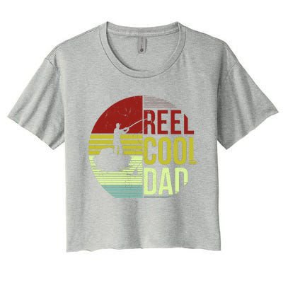 Reel Cool Dad Funny Fishing Fish Women's Crop Top Tee