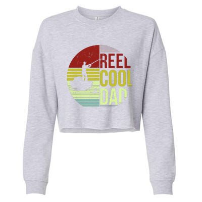 Reel Cool Dad Funny Fishing Fish Cropped Pullover Crew