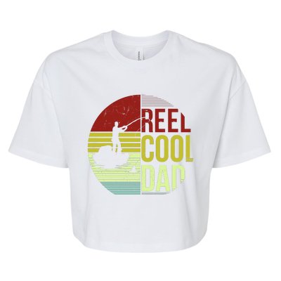 Reel Cool Dad Funny Fishing Fish Bella+Canvas Jersey Crop Tee