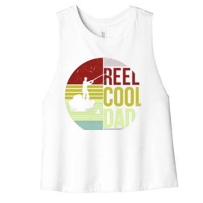 Reel Cool Dad Funny Fishing Fish Women's Racerback Cropped Tank