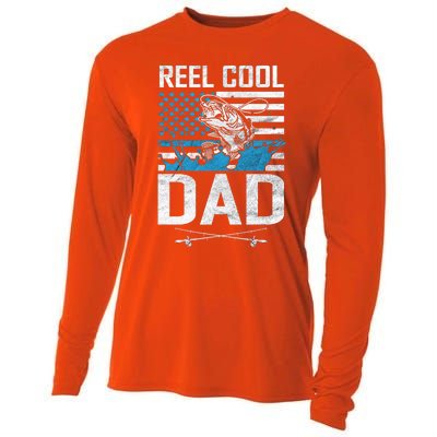 Reel Cool Dad American Flag Fishing Birthday Gift Cooling Performance Long Sleeve Crew