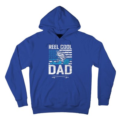 Reel Cool Dad American Flag Fishing Birthday Gift Hoodie